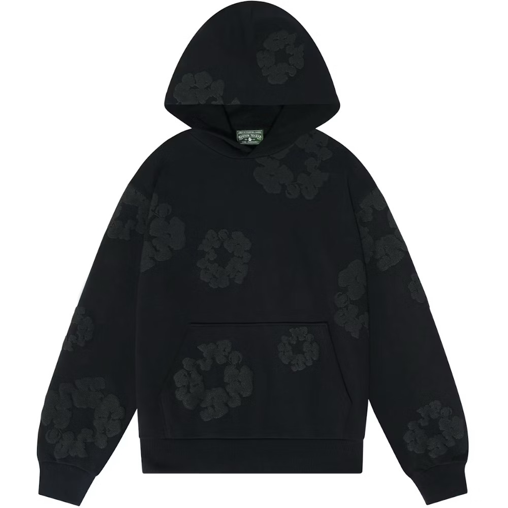 Denim Tears Cotton Wreath Hoodie Black Monochrome